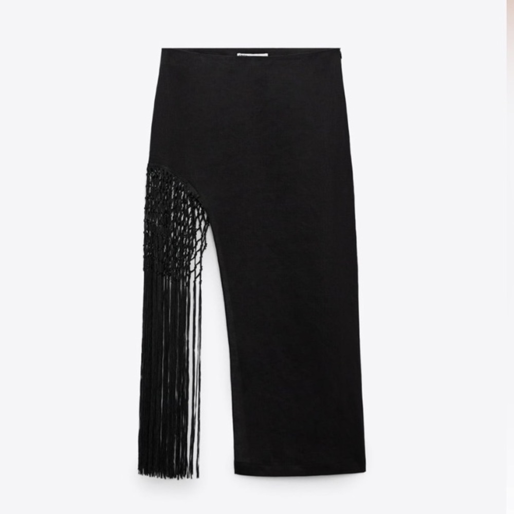 Zara linen fringed skirt - Picture 6 of 8